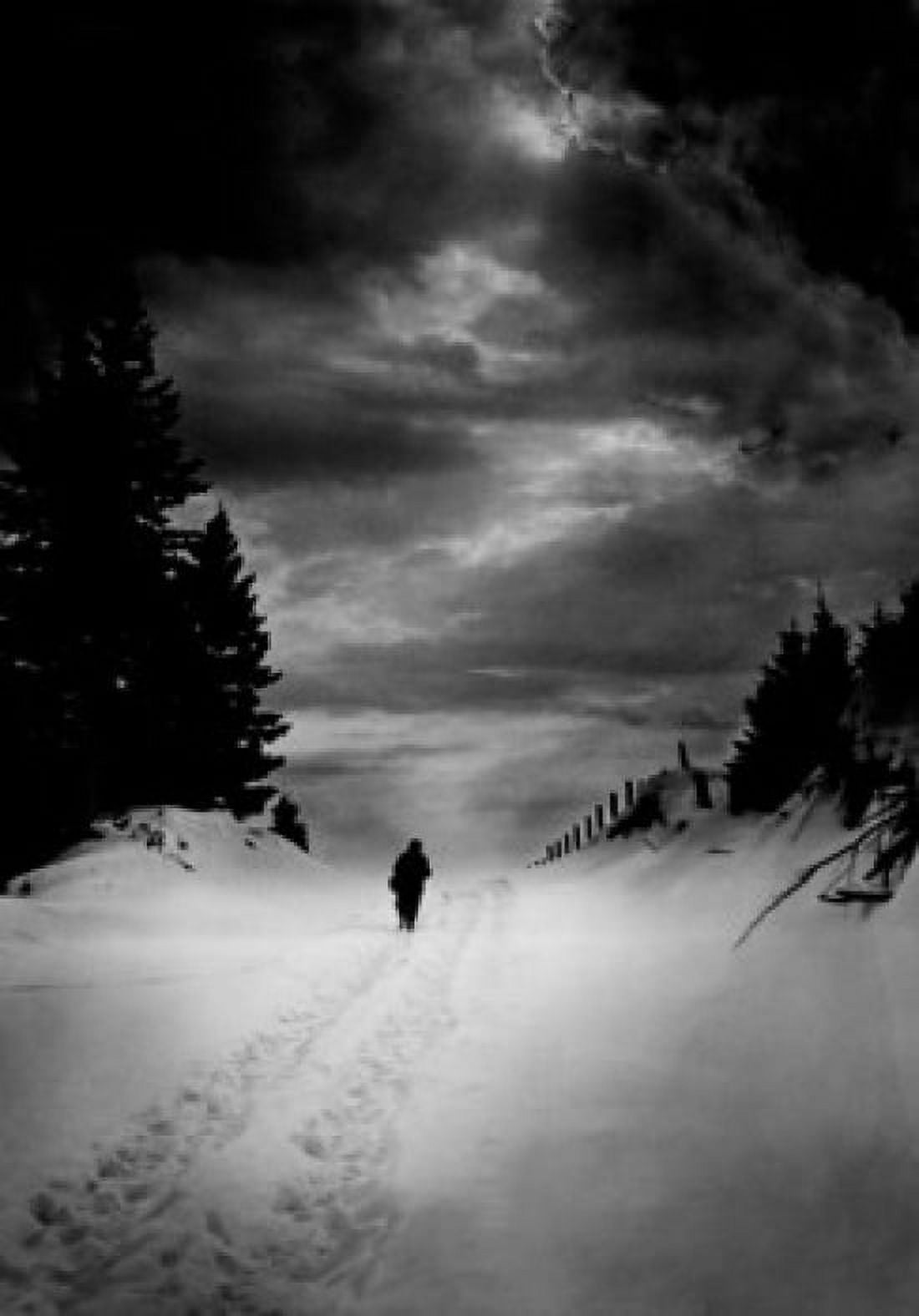 Lone person in winter landscape Canvas Art - (18 x 24)