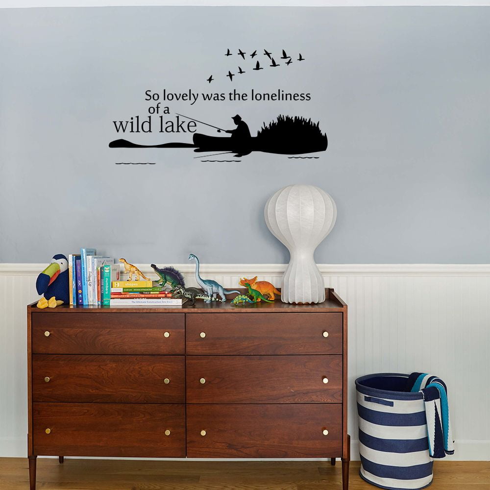Loneliness Of A Wild Lake Quote Lake House Cabin Fishing Scenery Vacation  Quotes Wall Decal Sticker Vinyl Art Mural for Girls / Boys Home Room Walls  Bedroom House Decor Decoration (8x10 inch) -, image size:1000x1000