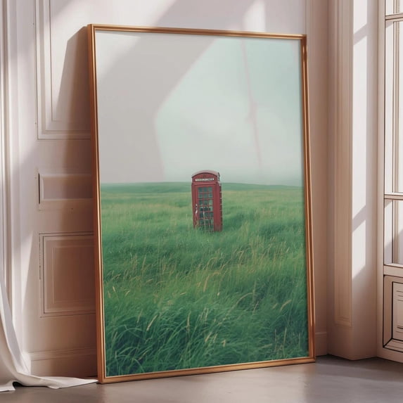 Lonely Phone Booth Field Surreal Minimalist Landscape Nostalgic ...