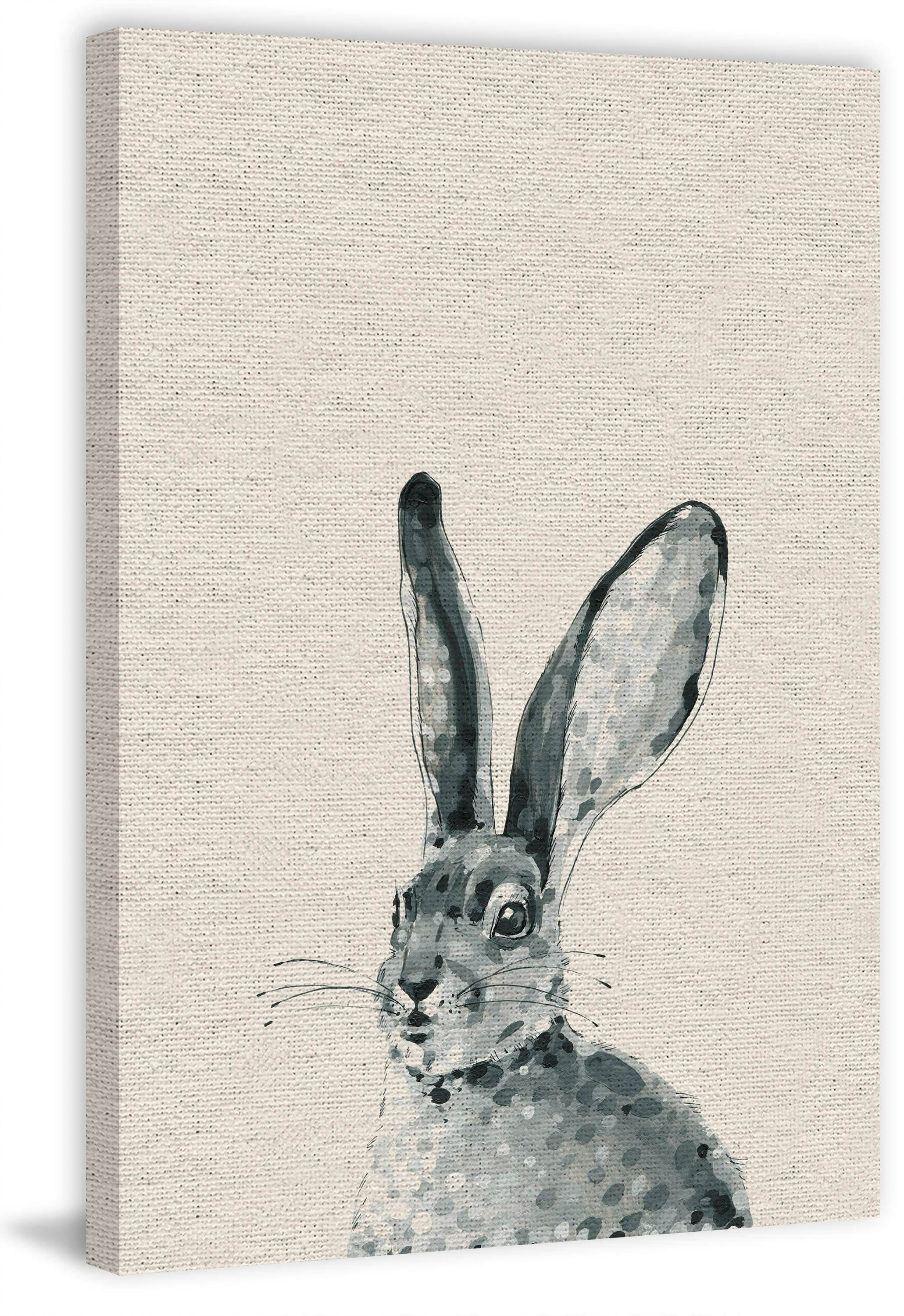 Lonely Rabbit Painting Print on Wrapped Canvas