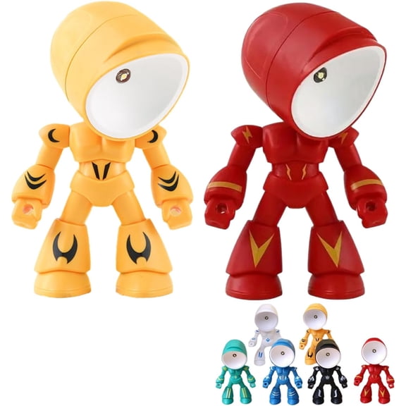 Lonely Robot Cartoon Cute Robot Design Companion Table Light, 2PCS LED Mini Night Light Set for Bedroom, Office, Halloween & Christmas Gifts