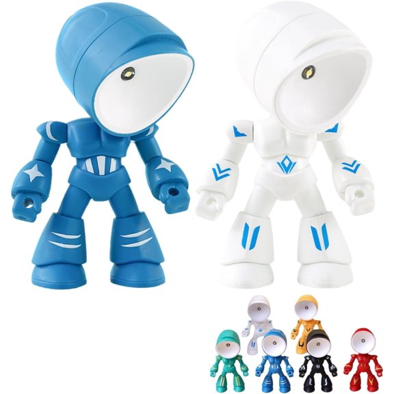 Lonely Robot Cartoon Cute Robot Design Companion Table Light, 2PCS LED Mini Night Light Set for Bedroom, Office, Halloween & Christmas Gifts
