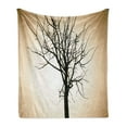 thumbnail image 1 of Lonely Tree Soft Flannel Fleece Blanket, Woodland Element Barren Tree Design on Bokeh Style Background Ombre Effect, Cozy Plush for Indoor and Outdoor Use, 50" x 60", Beige and Black, by Ambesonne, 1 of 5