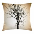 thumbnail image 1 of Lonely Tree Throw Pillow Cushion Cover, Woodland Element Barren Tree Design on Bokeh Style Background Ombre Effect, Decorative Square Accent Pillow Case, 24" X 24", Beige and Black, by Ambesonne, 1 of 2