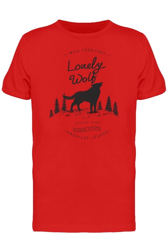 Lonely Wolf Alaska State T-Shirt Men -Image by Shutterstock, Male x-Large
