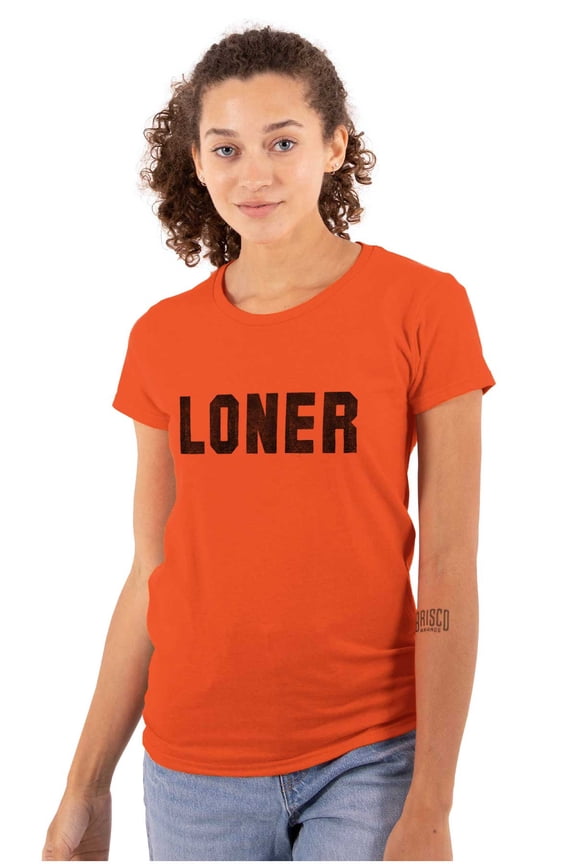 Loner Simple Anti Social Statement Womens Fitted Plus Size Graphic Tee Brisco Brands 2X