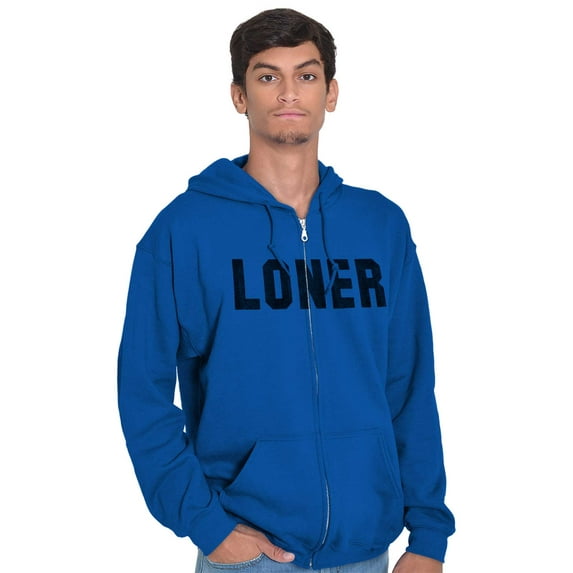 Loner Simple Anti Social Statement Zip Up Hoodie Men's Women's Brisco Brands L