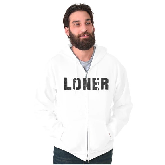 Loner Simple Anti Social Statement Zip Up Hoodie Men's Women's Brisco Brands L
