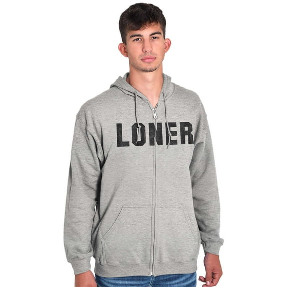 Loner Simple Anti Social Statement Zip Up Hoodie Men's Women's Brisco Brands X