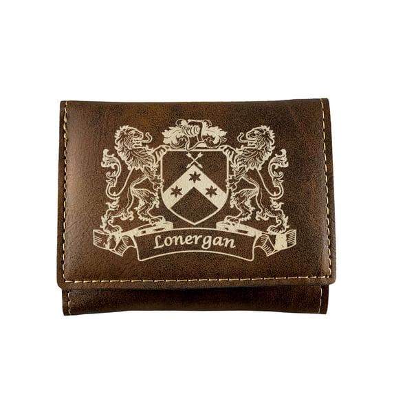 Lonergan Irish Coat of Arms Rustic Leather Wallet
