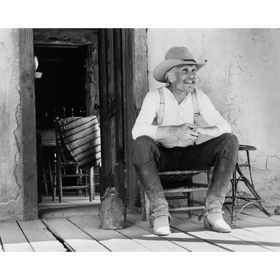 Lonesome Dove Robert Duvall classic western B/W portrait on porch 24X36 Poster