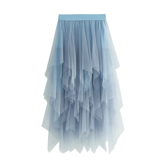 Long 80cm Women High Waist Slim Tulle Skirt Elastic Waist Mesh Long Paragraph Skirt Dress,Women's Long Tulle Skirt High Waist Pleated School Skirt