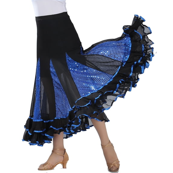 Long A-line Modern Dance Practice Ballroom Clothes Skirts Gown Practice Skirts