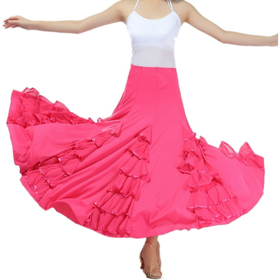 Long Affordable Flamenco Ballroom Skirts Dance Wear Dancewear Outfits Pink