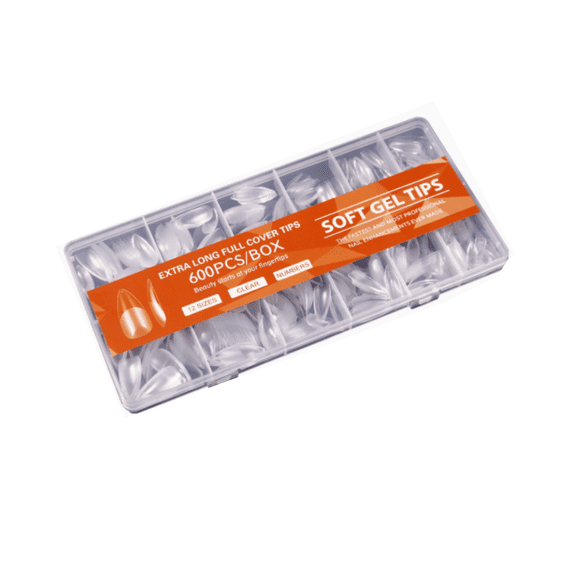 Long Almond-Shaped 600Pcs Pre-Shaped Half Matte Full Cover False Nails