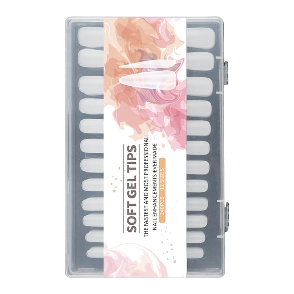 Long Almond Nail Tips Kit 240PCS Matte Clear Soft Gel Full Cover False Nail Extension Nail Art Manicure Accesories
