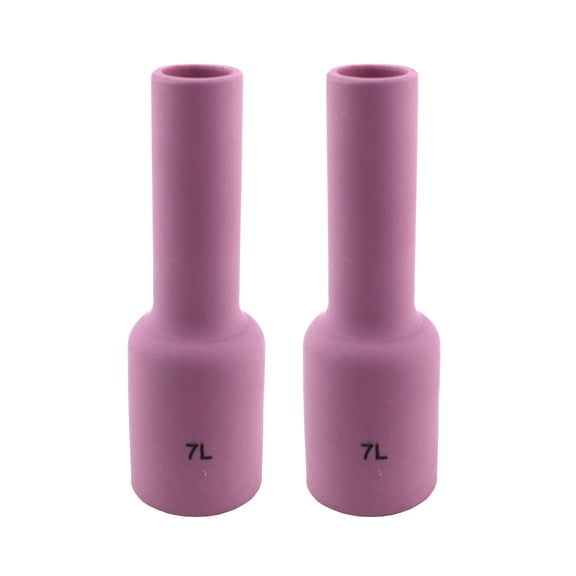 Long Alumina Nozzle Cups for TIG Welding Torches Series 17/18/26 with Gas Lens Set-Up - Model: 54N15L - #7 (7/16") - (2 PACK)