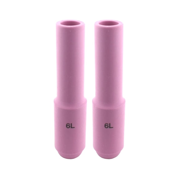 Long Alumina Nozzle Cups for TIG Welding Torches Series 17/18/26 with Standard Set-Up - Model: 10N48L - #6 (3/8") - (2 PACK)