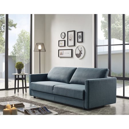 Long Arm 88" Blue Green Sofa Bed With Storage Space