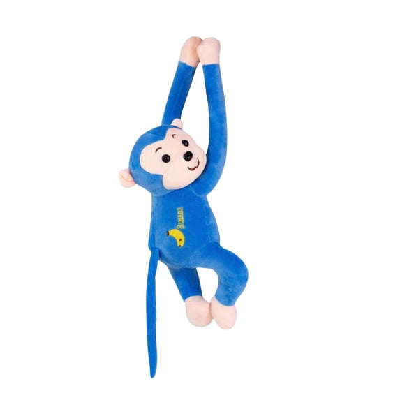 Long Arm Monkey Lying Plush Toy Soft Stuffed Animal Doll Strap Hanging Design Decorative Hugging Pillow Car Backseat Accent Gift 17.7 Inch