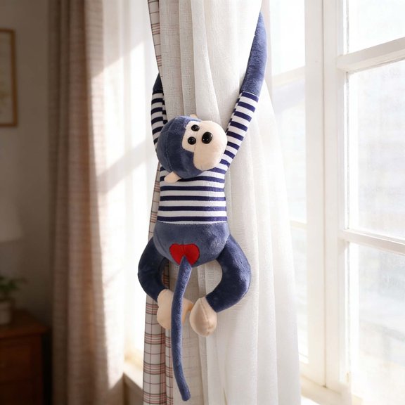 Long Arm Monkey Plush Curtain Strap Cute Cartoon Stuffed Animal With Long Limbs For Home Decor & Comfort(Dark Blue-19.7In)