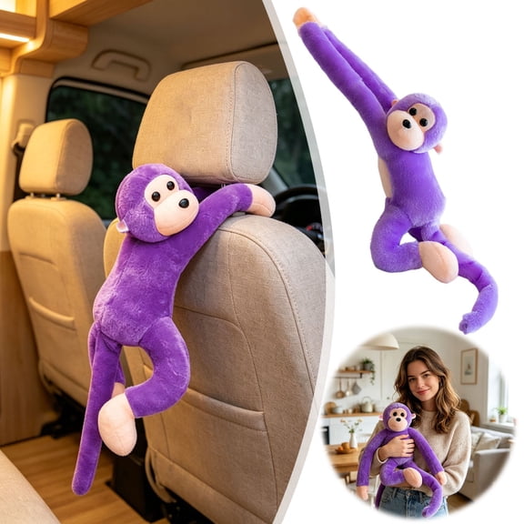 Long Arm Monkey Plush Extra Long Limbs Hanging Monkey Plush Stuffed Doll With Sound Button & Hanging Loop Curtain Hanging Ornament Interactive Bedroom Decor Birthday Gift Plush(Purple-70cm)