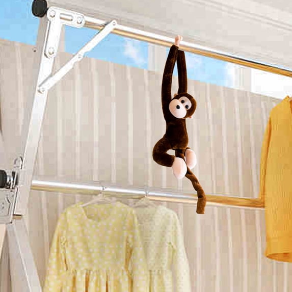 Long Arm Monkey Plush Toy with Hanging Hook, Cute Plush Dolls Nursery Decor for Kids Rooms, Stretchy Limb Developmental Sensory Play Plush Toy Gift for Ages 3+