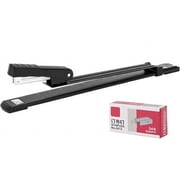 Long Arm Stapler,Stapler Long Arm Full Strip with 300 Mm Reach 25 Sheets Capacity Heavy Duty Home Office Desk Stationery Craft School Black come with 1000 Staples