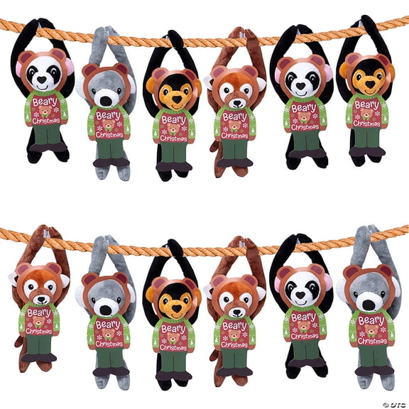 Long Arm Stuffed Bear Christmas Handouts with Card for 12