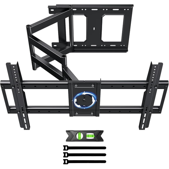Long Arm TV Wall Mount with 180°Swivel and Tilt +5/-20° Level Adjustment, TV Bracket Screen with Rotates 90° for TVs 37-75 Inches,Fits 8"-16" Wood Studs,Hold up 132LBS,Max VESA 600x400mm