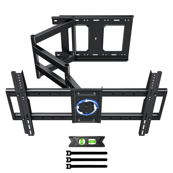Long Arm TV Wall Mount for 37-75 Inch TVs, 180° Swivel and Tilt  5/-20°, Level Adjustment, Rotates 90°, Max 132 lbs Load, VESA 600x400mm