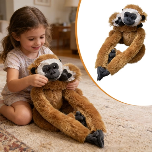 Long Armed Stuffed Monkey Pillow Plush Toy 20 Inch Hugging Monkey with Baby Soft Chimpanzee Doll for Kids Teens Cute Ape Stuffed Animal Bedroom Decor Gift