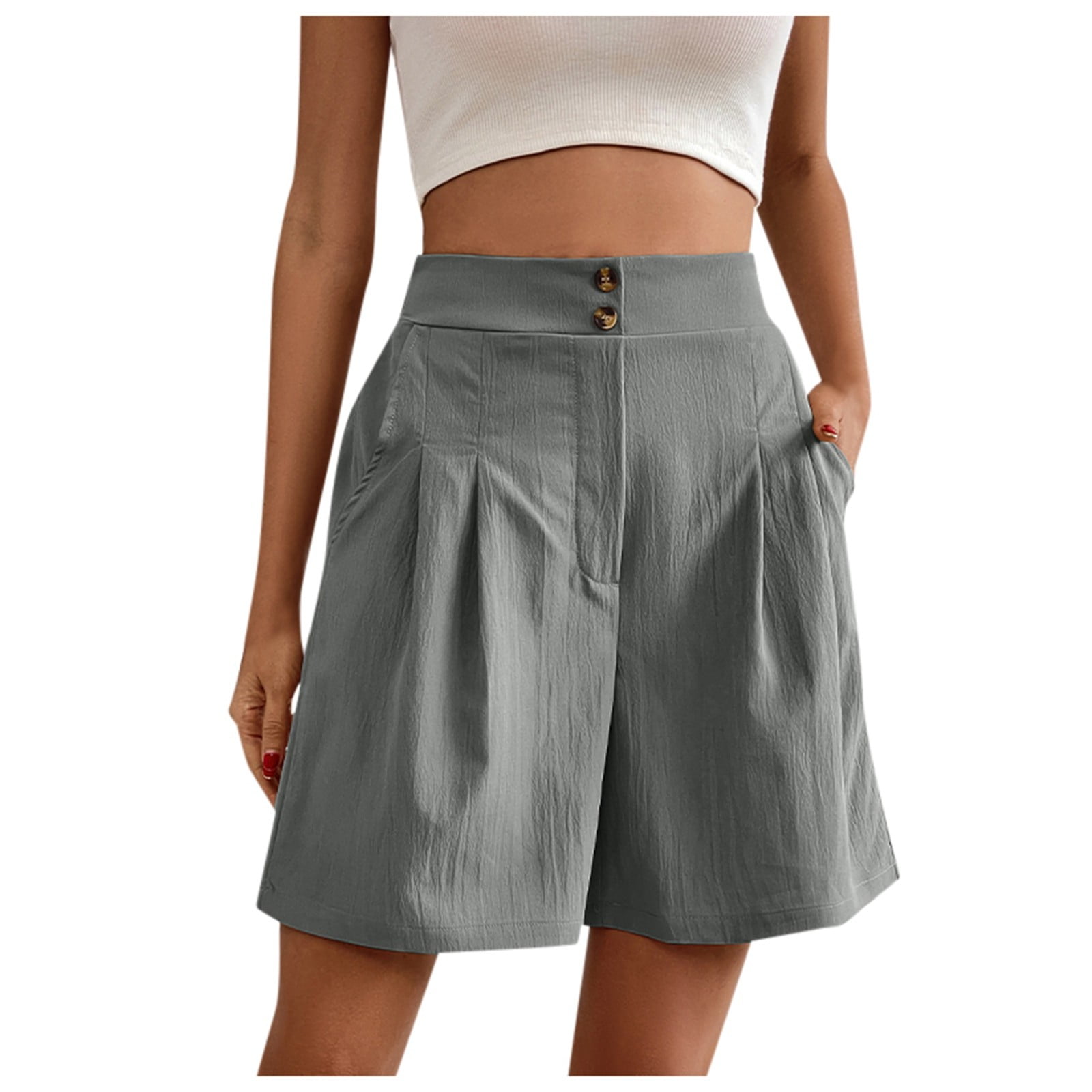 Long Athletic Shorts for Women Pack Workout Denim Cargo Drawstring