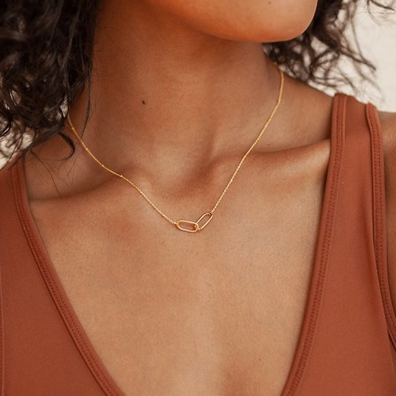 Long Back Shape Necklace Female Temperament Open Hollow Oval