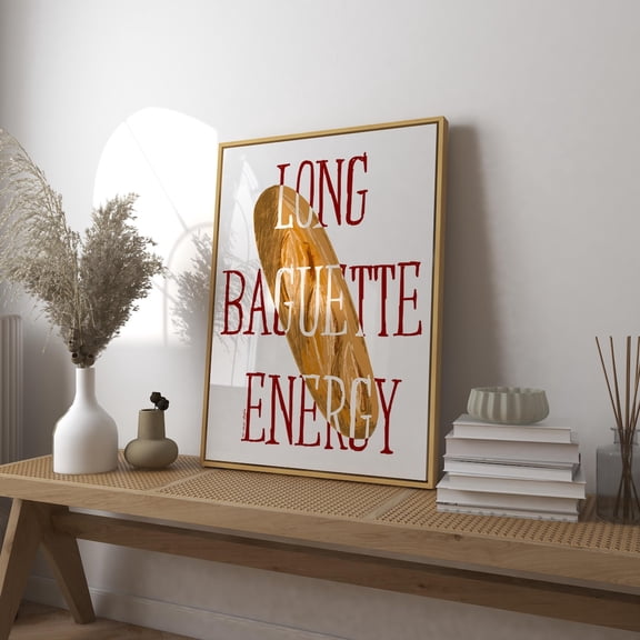 Long Baguette Energy Art Print, Funny French Food Decor, Retro Kitchen Wall Art, Stretched Canvas Size 16x24