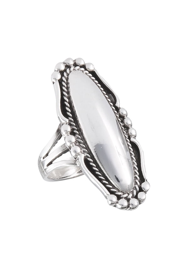 Long Bali Rope Bead Shiny Oval Ring .925 Sterling Silver Band Jewelry Female Male Unisex Size 8