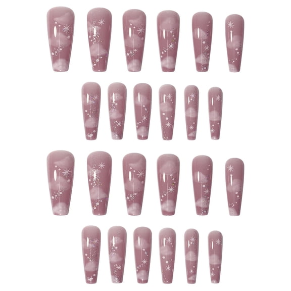 Long Ballet Cloud On Nails For Women 24 Elegant False Nail Tips With Natural Sheer Finish And Easy Application