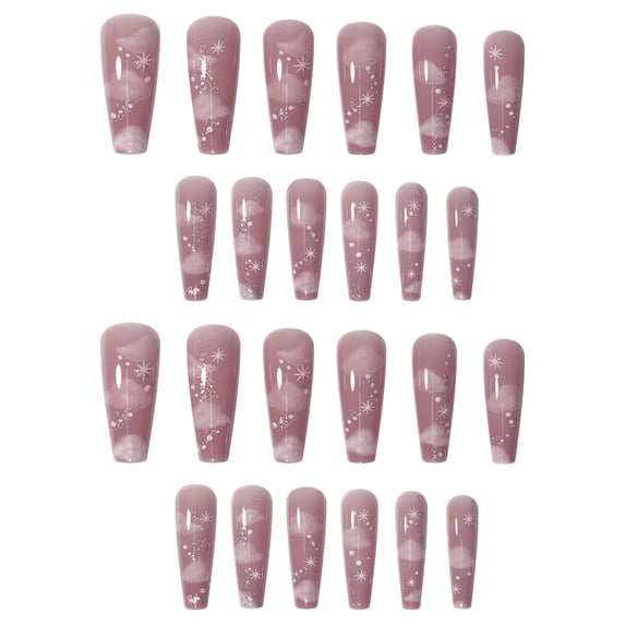 Long Ballet Cloud On Nails for Women 24 Piece Full Cover Nail Tips with Glue Kit