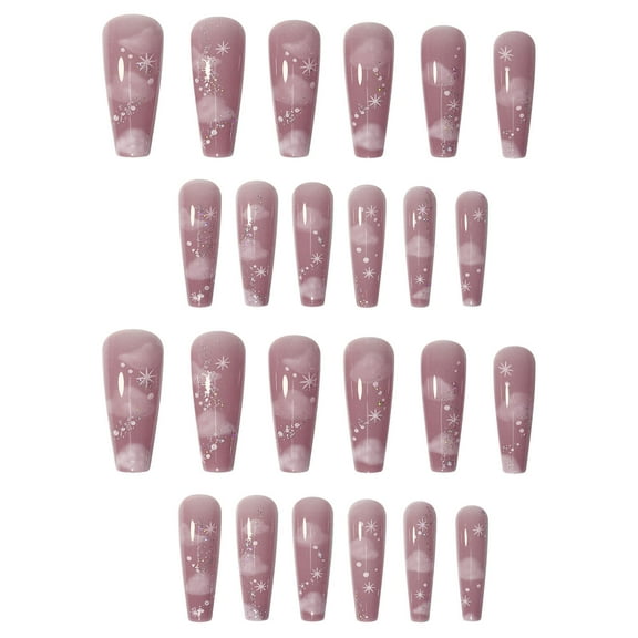 Long Ballet Color Cloud Nails Patch - 24 for Press-On Nail Application for Women