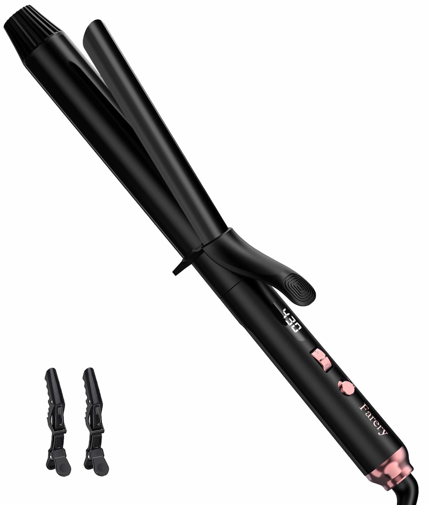 Long Barrel Curling Iron 1-1/4 inch, Extra Long Ceramic Curling Iron for Thin Hair, Black