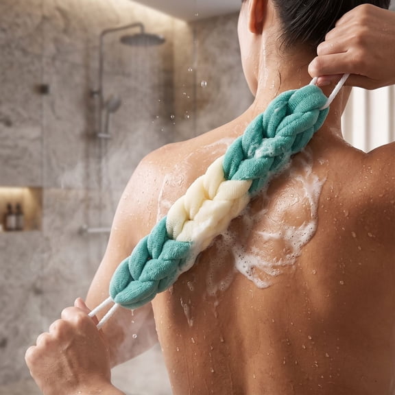 Long Bath Cleansing Back Scrubber Strip, Long PVC Mesh Strip for Back Cleansing and Rich Foam Creation, for Bathroom Shower and Daily Household Use for Everyday Bathroom Use