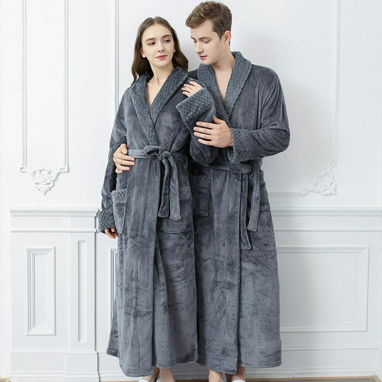 Long Bath Robe for Men And Womens Plush Soft Bathrobes Nightgown