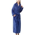 thumbnail image 1 of Long Bath Robe for Womens, Unisex Soft Fleece Bathrobes Nightgown, Ladies Pajamas Winter Warm Robes Housecoat with Pockets Blue M, 1 of 6