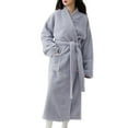 thumbnail image 1 of Long Bathrobe for Women Winter Fleece Robe Belted Pockets Wrap V-Neck Long Sleeve Soft Cozy Warm Bathrobes Sleepwear, 1 of 3