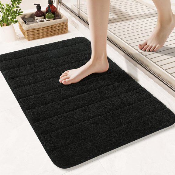 Long Bathroom Rugs Runner, 24" x 60" Large Bath Rug Non Slip Washable, Absorbent Microfiber Bath Mat Luxury Soft, Cozy Bathroom Runner Rug for Shower Quick Dry, Grey