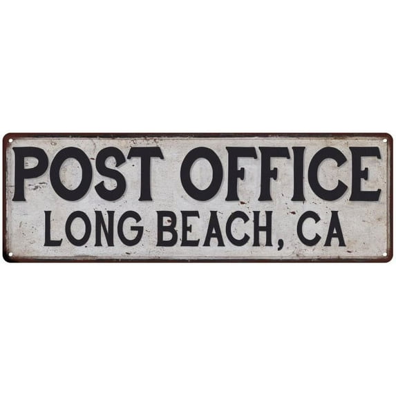 Long Beach, Ca Post Office Metal Sign Vintage 6x18 106180011028