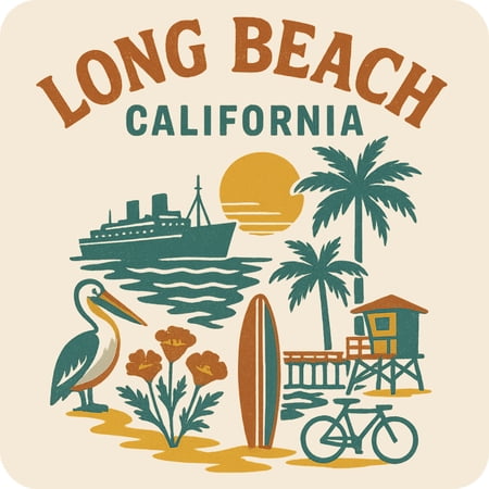 Long Beach California Keepsakes Souvenir Vinyl Sticker – Destination Travel Keepsake Collectible (3-Inches Wide)