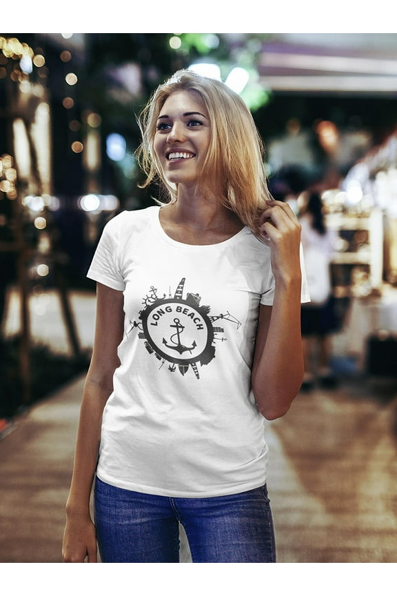 Long Beach California Sea Lovers T-Shirt Women -Image by Shutterstock, Female XX-Large