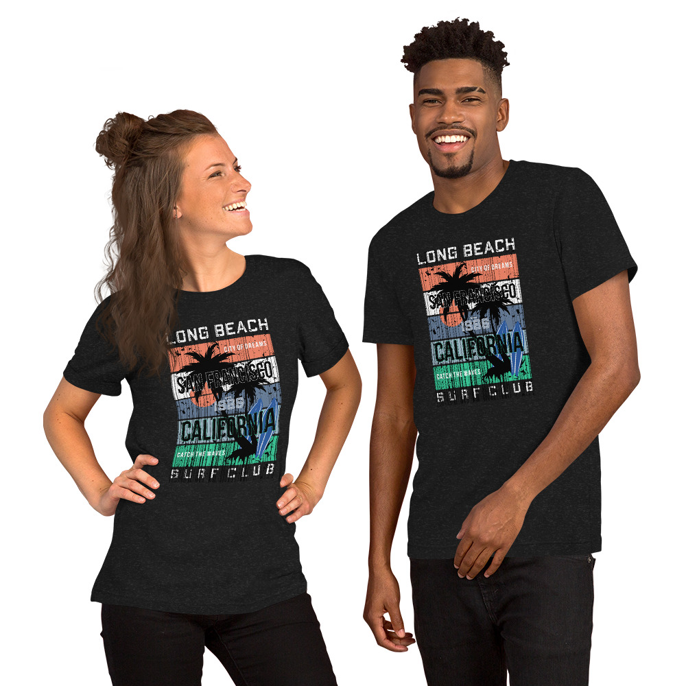 Long Beach California Surf Club Unisex t-shirt (Black Heather, XL)