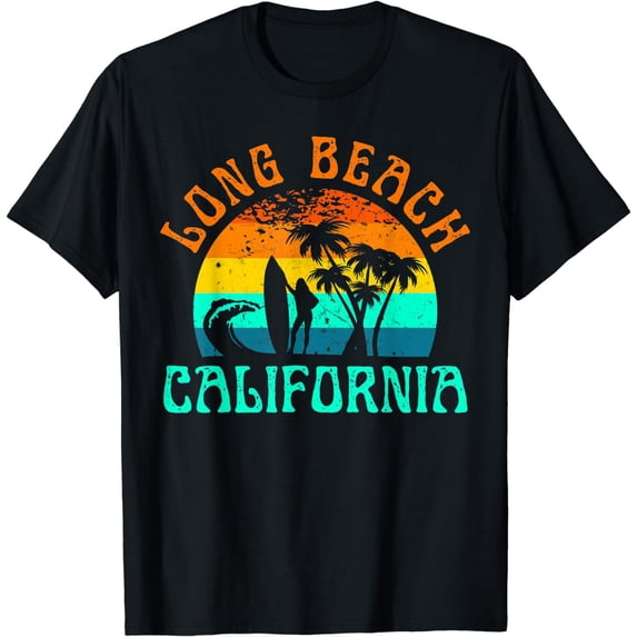 Long Beach California Surf Summer Vacation Girl Vintage T-Shirt